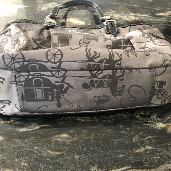Coach Gray Logo Carriage Satchel with Black Trim - Picture 2 of 4